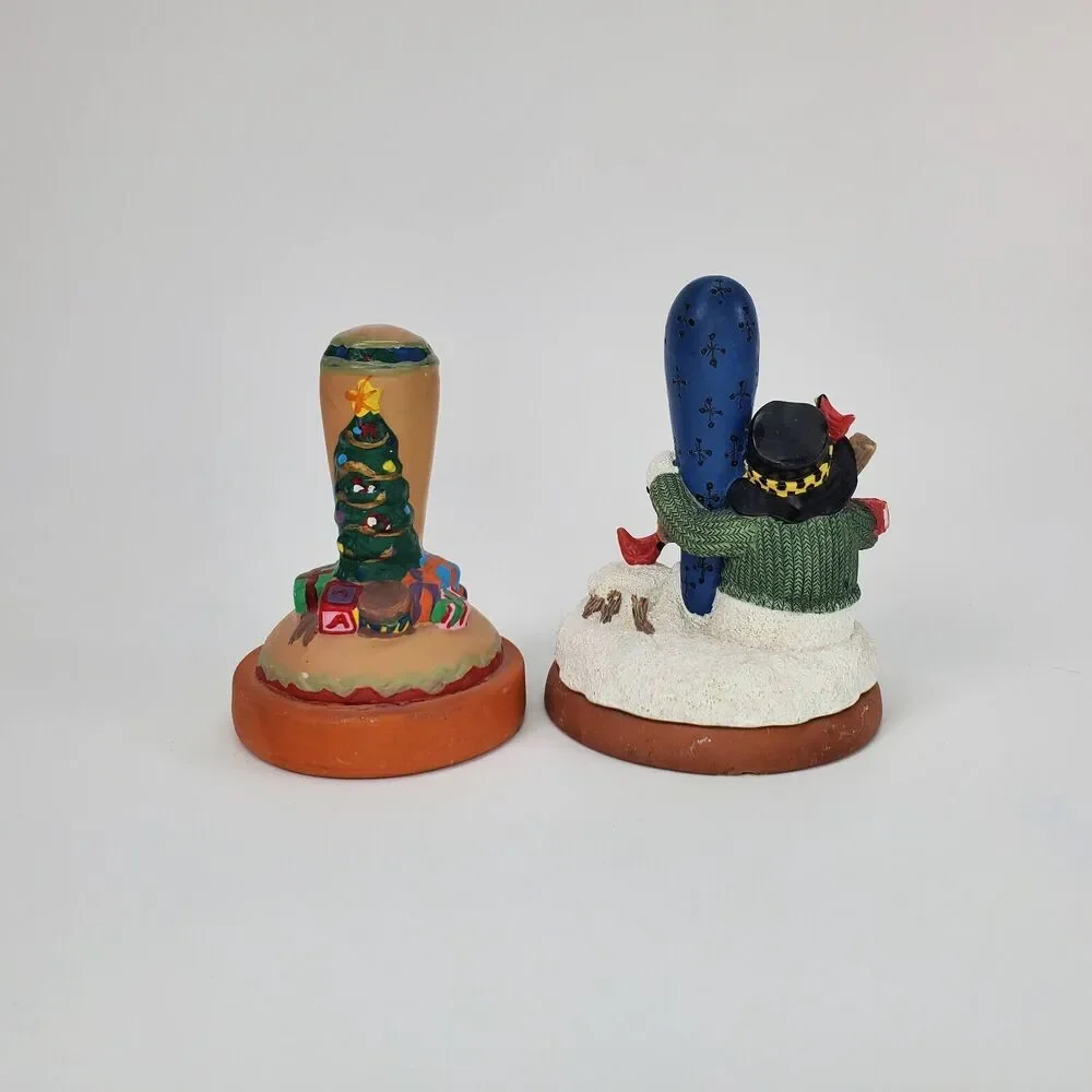 Christmas Terracotta Cookie Stamps Set‎ Snowman Snowflake Christmas Tree 2pc